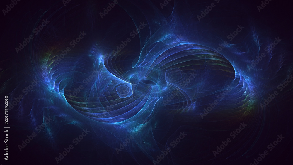 3D rendering abstract blue fractal light background