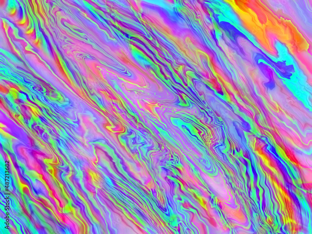 Holographic neon shiny texture. Abstract marble background