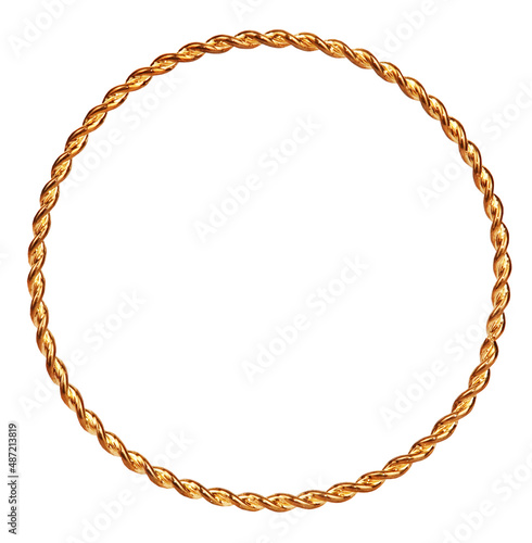 Golden ring or bracelet isolated on white background. Gold jewelry concept photo