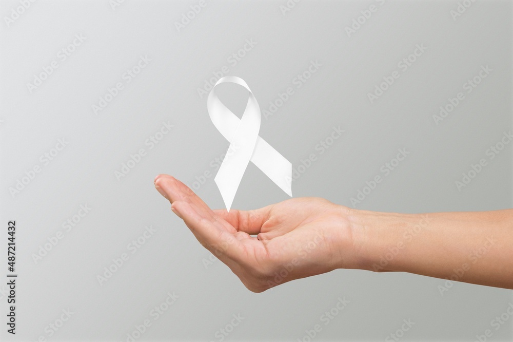 White January, mental health awareness campaign. Woman holding a ribbon.
