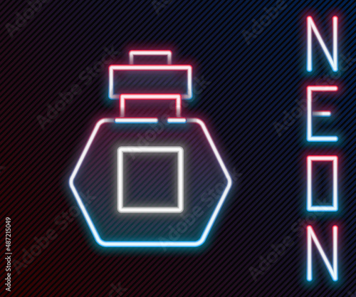 Glowing neon line Perfume icon isolated on black background. Colorful outline concept. Vector