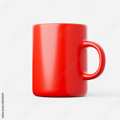 Mug in red on a plain background. 3d render.
