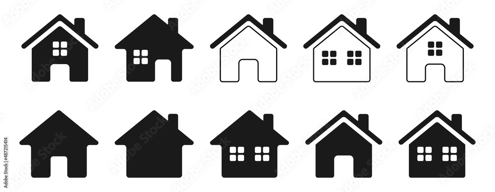 Set of home icons on a white background. Illustration Set of home icons on a white background. Illustration