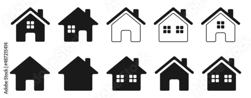 Set of home icons on a white background. Illustration