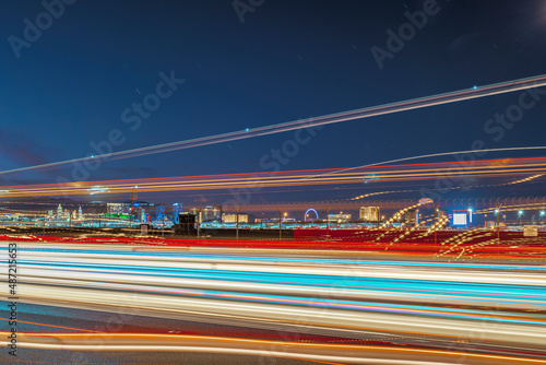 Photography Las Vegas with land and air traffic long exposure