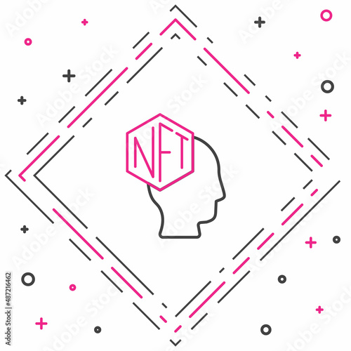 Line NFT Digital crypto art icon isolated on white background. Non fungible token. Colorful outline concept. Vector