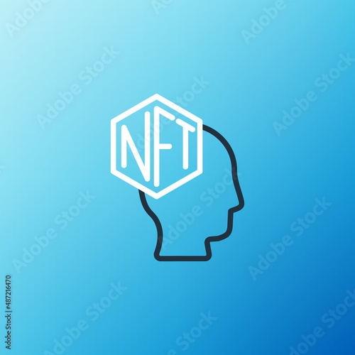 Line NFT Digital crypto art icon isolated on blue background. Non fungible token. Colorful outline concept. Vector