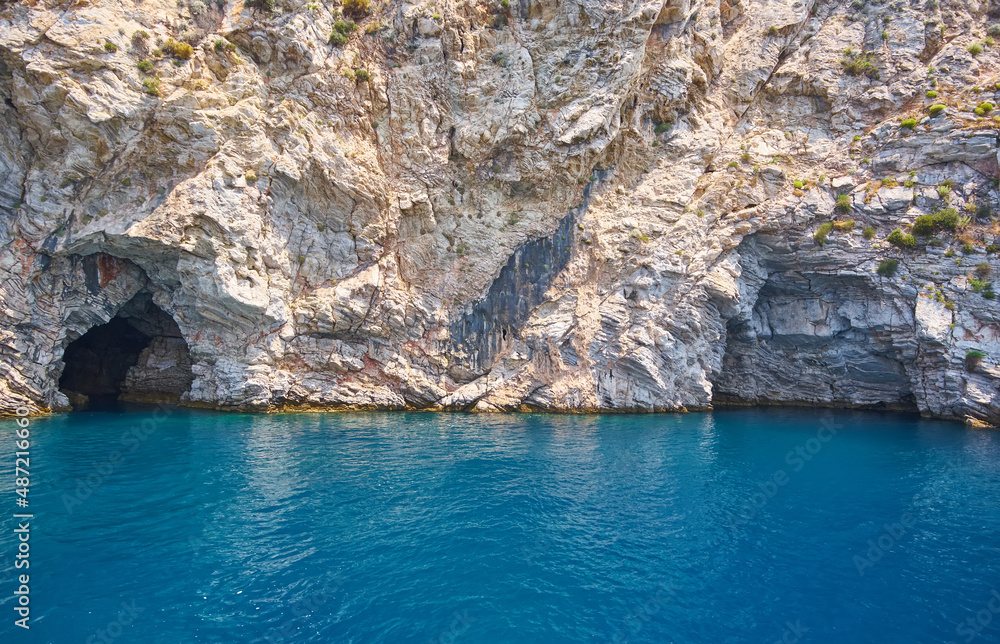 The blue cave near Marmaris, Turkey.