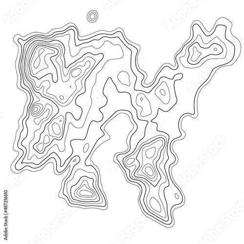 Topographic map with lines on a white background. Geographic map concept. Vector illustration