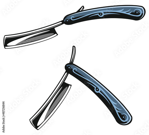 Vector razor blade image, isolated on white background. Logo design elements for barbershop.