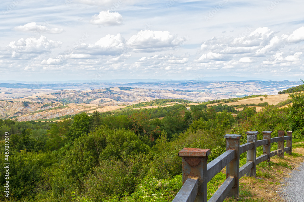 Panoramic point on hills of Tuscany in summer time