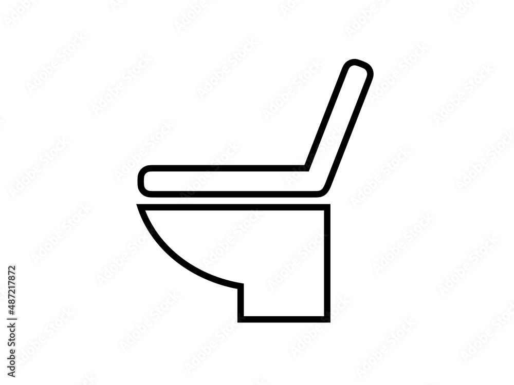 洋式トイレ線画アイコン:黒 洋式トイレ線画アイコン:黒
