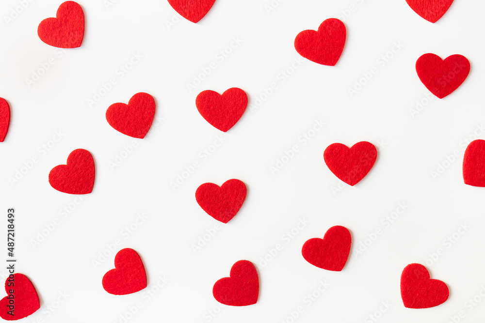 The background which consists of red hearts. Love concept, greeting card for valentine's day.