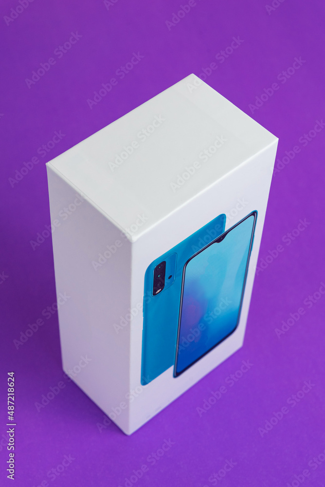 White cell phone box on the background White cell phone box on the background