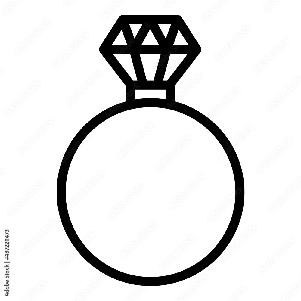 Diamond Ring Flat Icon Isolated On White Background