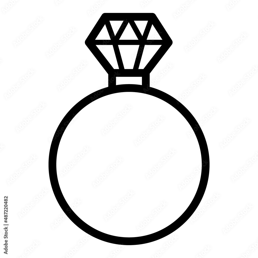 Diamond Ring Flat Icon Isolated On White Background Diamond Ring Flat Icon Isolated On White Background