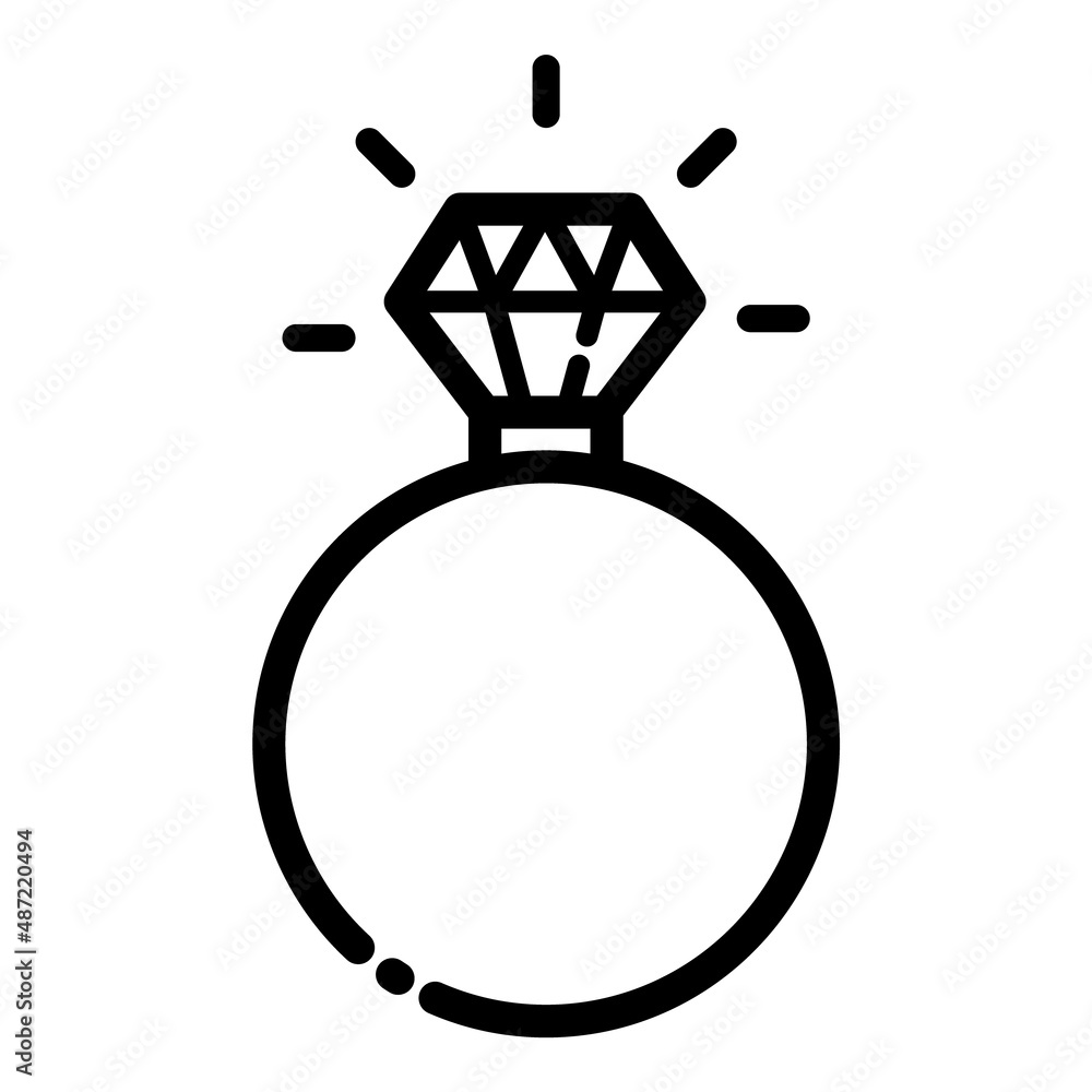 Diamond Ring Flat Icon Isolated On White Background Diamond Ring Flat Icon Isolated On White Background