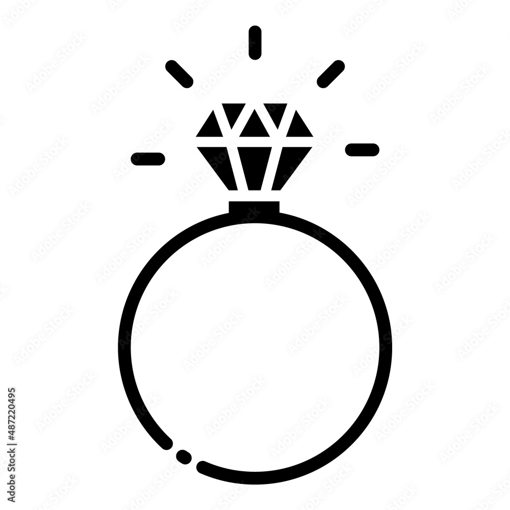 Diamond Ring Flat Icon Isolated On White Background Diamond Ring Flat Icon Isolated On White Background