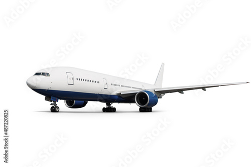 Wide body passenger airplane isolated on white background