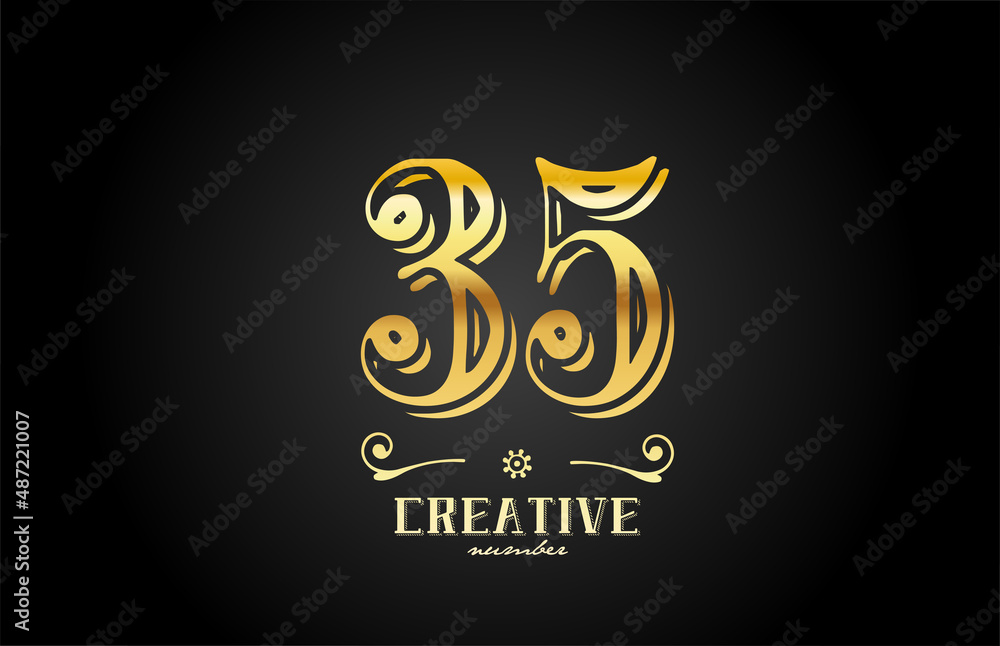 Obraz premium 35 gold number logo icon design. Creative template for company and business