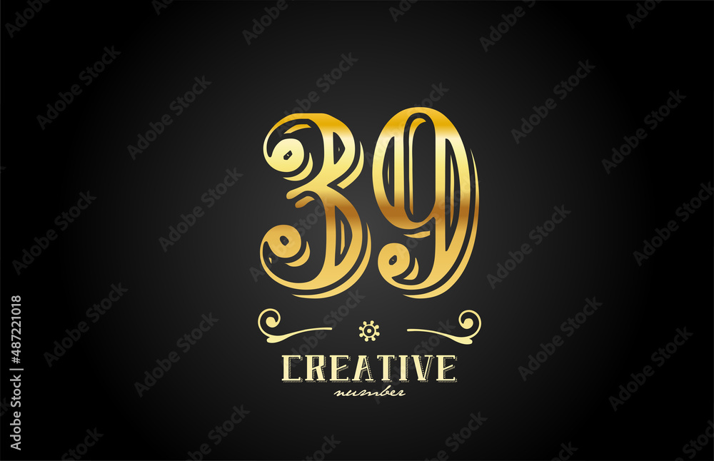 Obraz premium 39 gold number logo icon design. Creative template for company and business