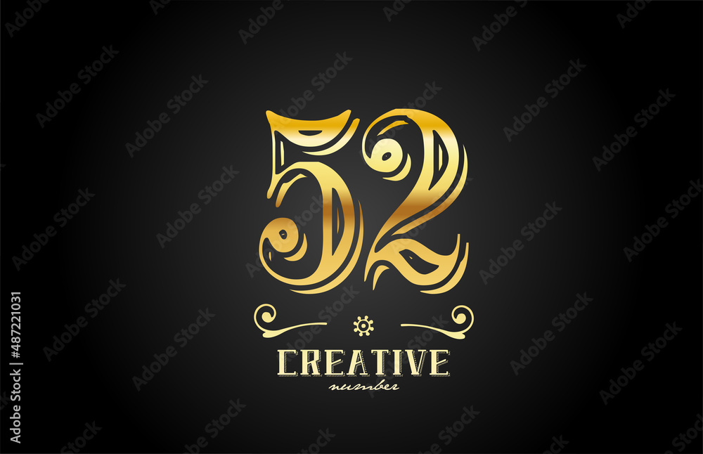 Obraz premium 52 gold number logo icon design. Creative template for company and business