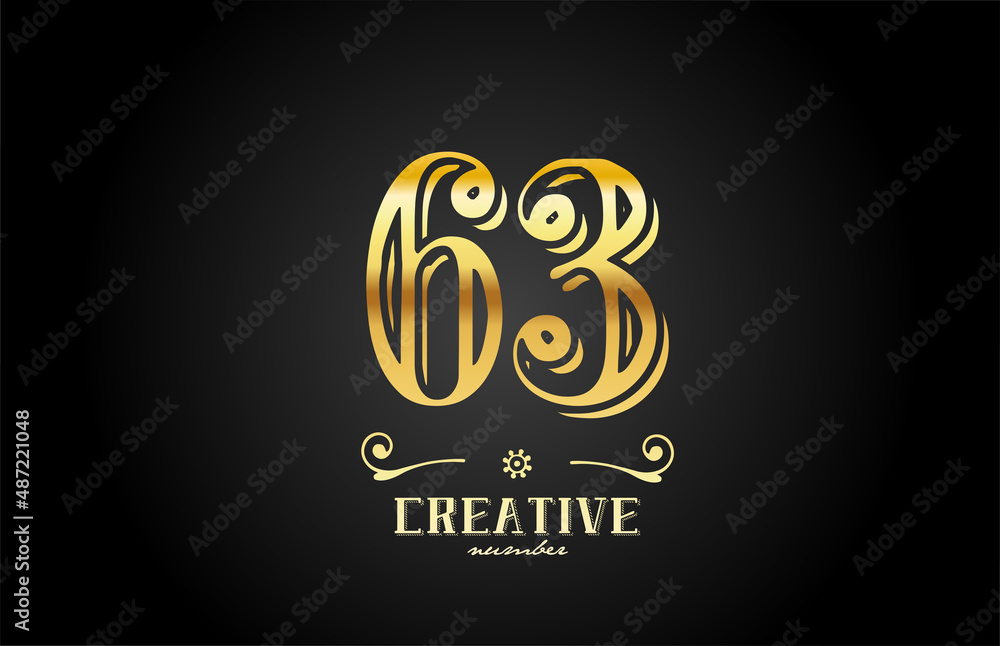 63 gold number logo icon design. Creative template for company and business 63 gold number logo icon design. Creative template for company and business