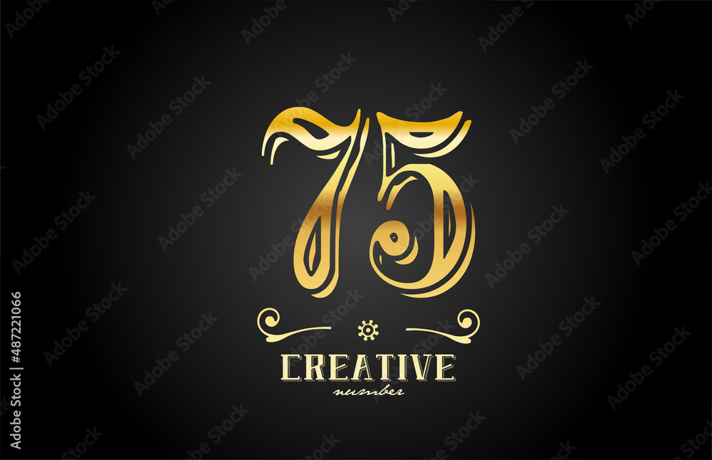 Obraz premium 75 gold number logo icon design. Creative template for company and business