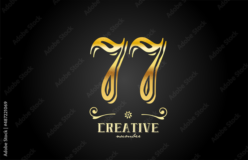 Obraz premium 77 gold number logo icon design. Creative template for company and business