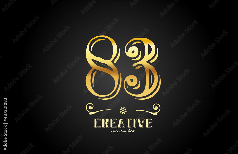 83 gold number logo icon design. Creative template for company and business