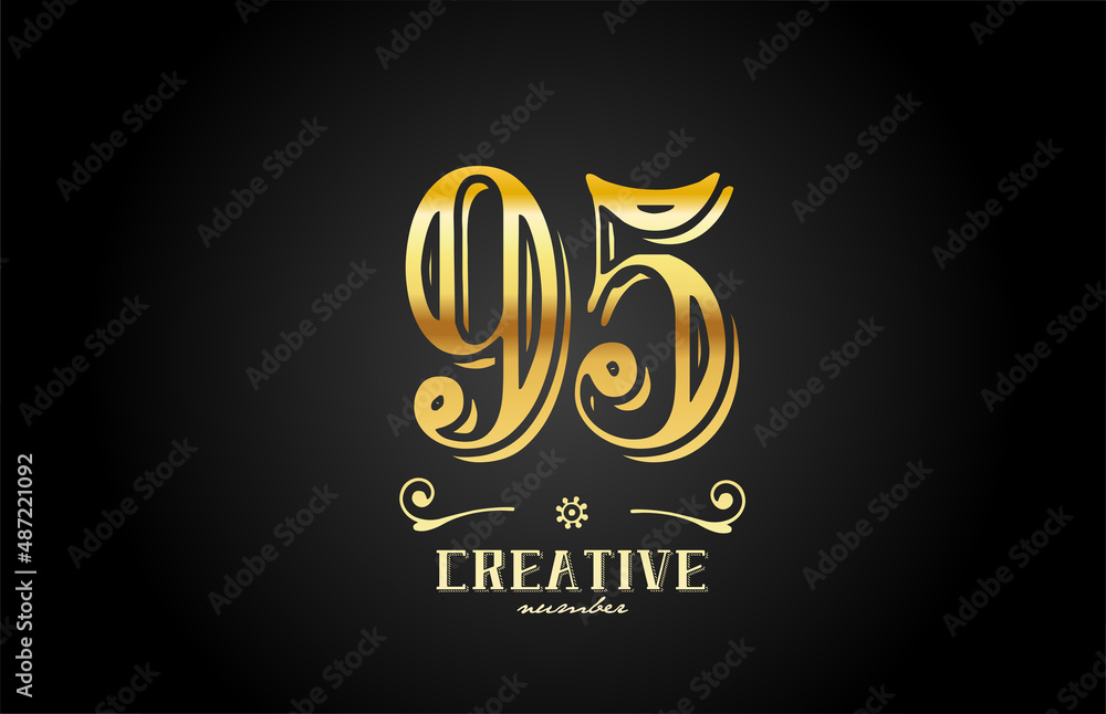 Fototapeta premium 95 gold number logo icon design. Creative template for company and business