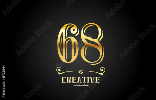 68 gold number logo icon design. Creative template for company and business