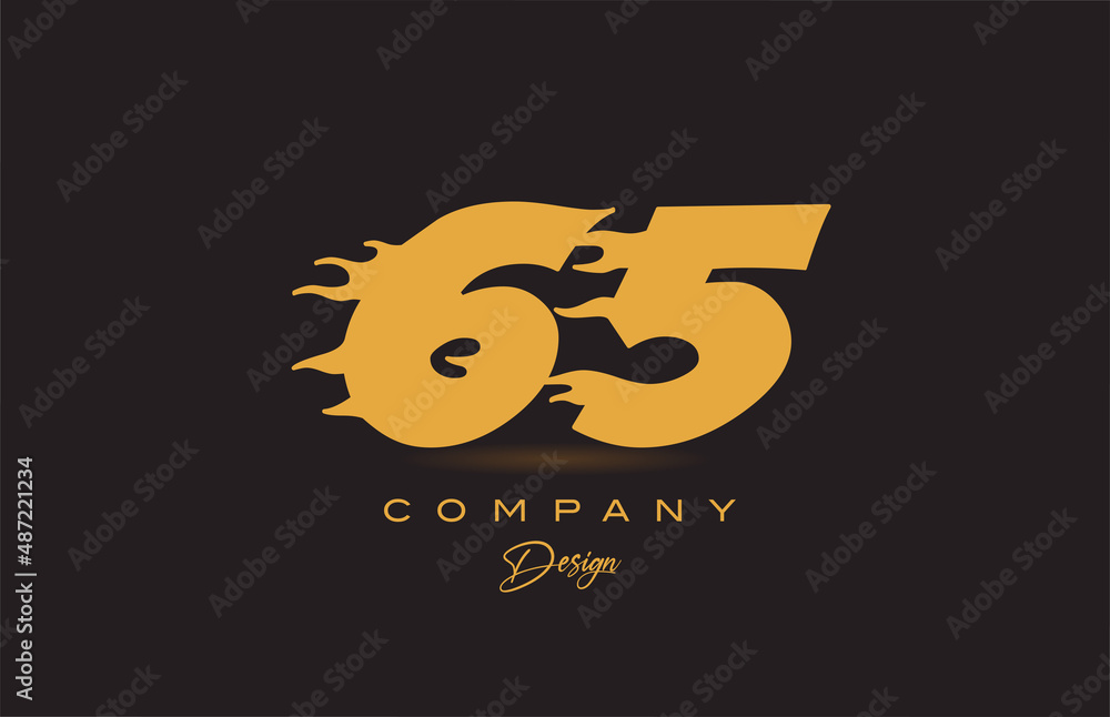 65 yellow number icon logo design. Creative template for business and company