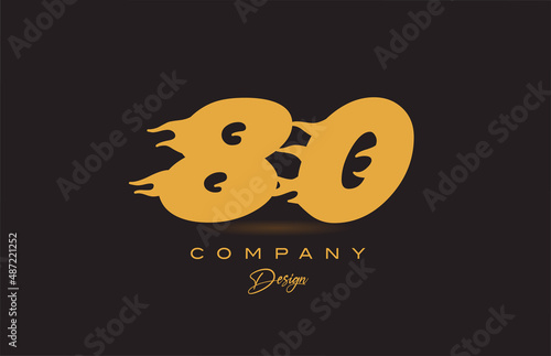 80 yellow number icon logo design. Creative template for business and company