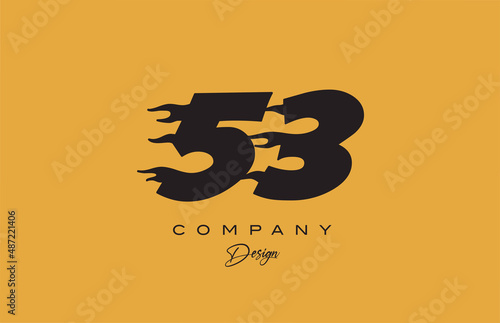 yellow 53 number logo icon design. Creative template for company