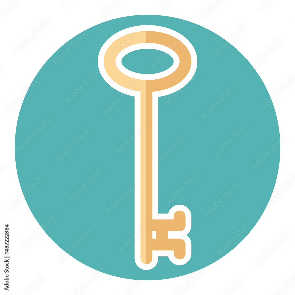 Retro Key Flat Icon Isolated On White Background Retro Key Flat Icon Isolated On White Background