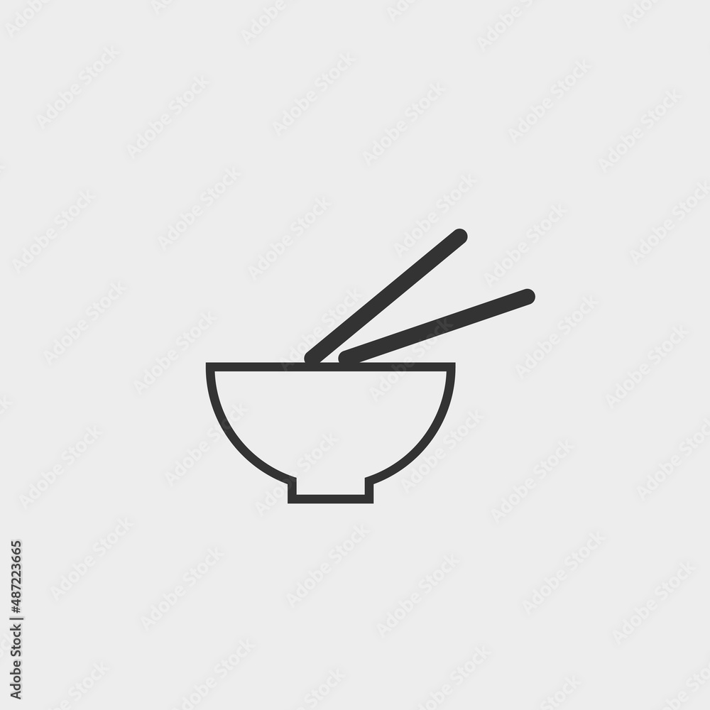 Bowl chopsticks vector icon illustration sign Bowl chopsticks vector icon illustration sign