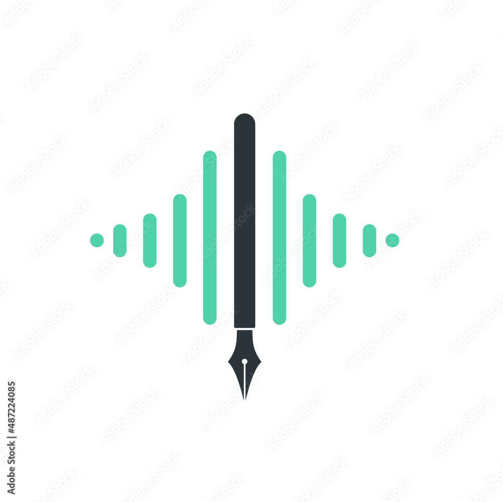 illustration of pen combined with sound wave. illustration of pen combined with sound wave.