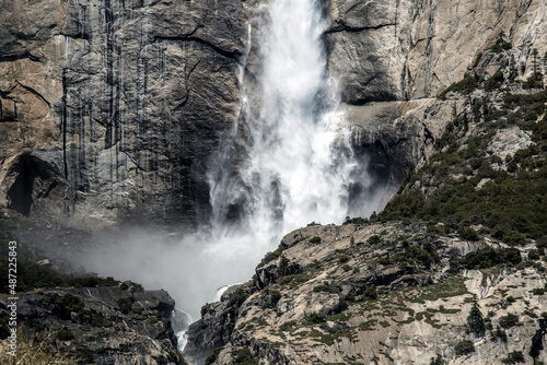 Waterfall in the mountains  Yosemite National Park