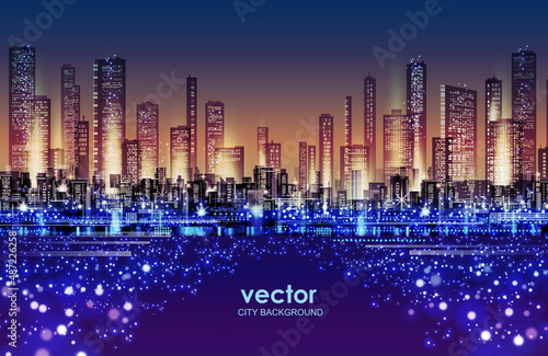 City background with architecture, skyscrapers, megapolis, buildings, downtown.
