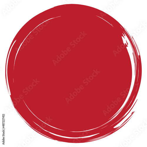 Circle brush stroke vector isolated on white background. Red enso zen circle brush stroke. For stamp, seal, ink and paintbrush design template. Grunge hand drawn circle shape, vector illustration