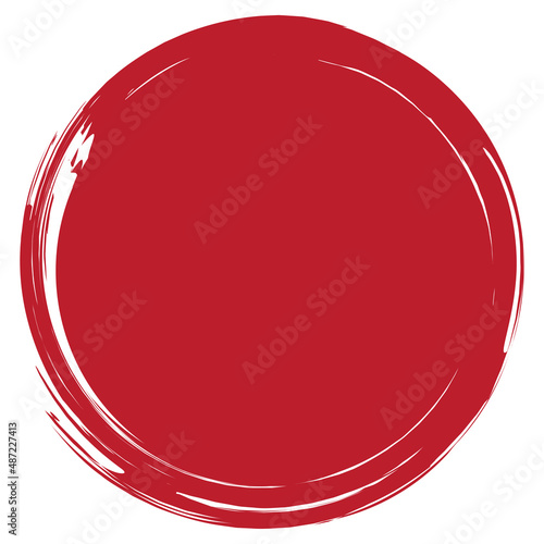 Circle brush stroke vector isolated on white background. Red enso zen circle brush stroke. For stamp, seal, ink and paintbrush design template. Grunge hand drawn circle shape, vector illustration