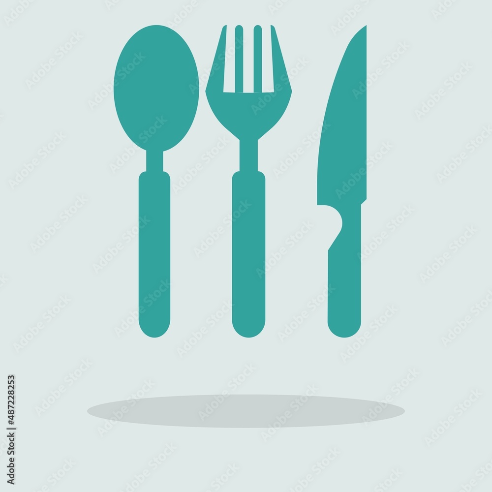 Fototapeta premium Folk knife and spoon vector icon illustration sign