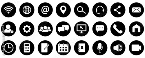 Communication icons set. Phone icon set. Call icon vector. Message icon. Mobile page. Vector illustration. stock image.