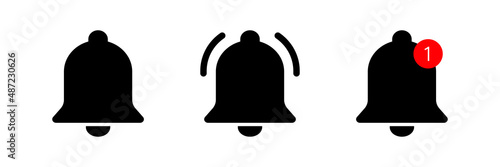 Notification bell icon set. Social media reminder icons. Vector illustration. Isolated on white background.