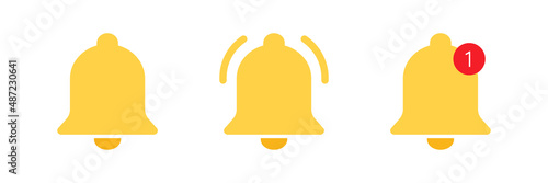 Notification bell icon set. Social media reminder icons. Vector illustration. Isolated on white background.