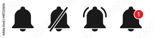 Notification bell icon set. Social media reminder icons. Vector illustration.