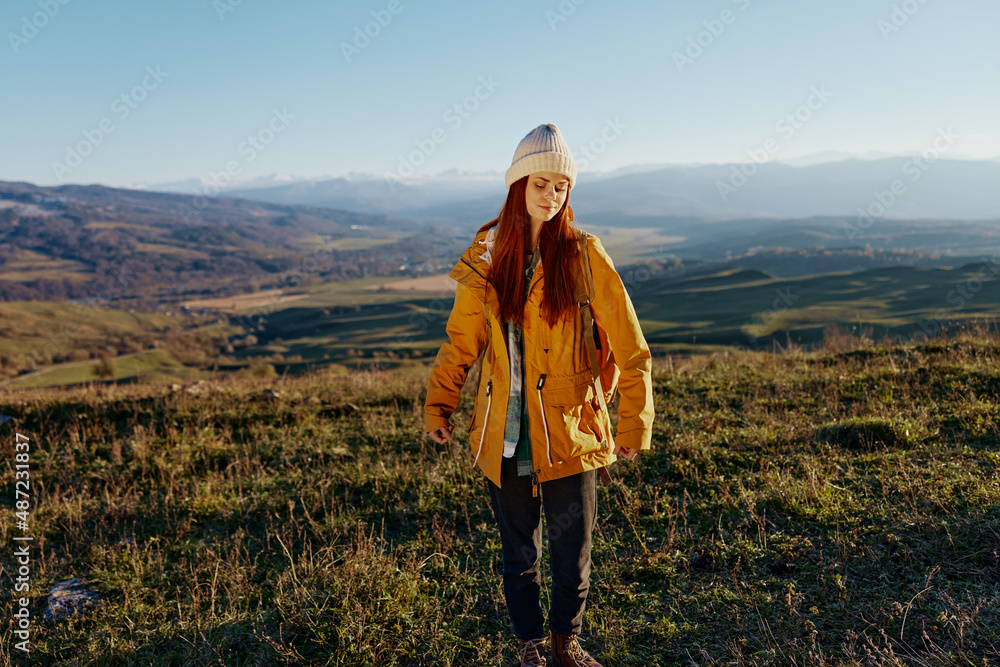 woman traveler admiring the landscape mountains nature Lifestyle woman traveler admiring the landscape mountains nature Lifestyle