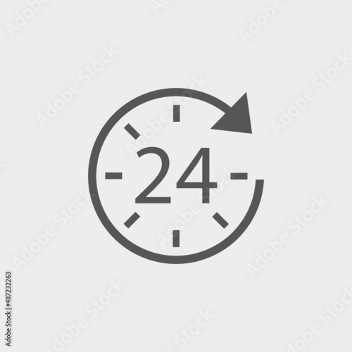 24 hour clock vector icon illustration sign