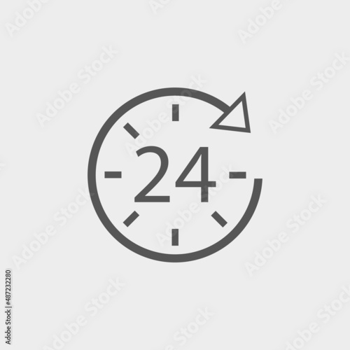 24 hour clock vector icon illustration sign